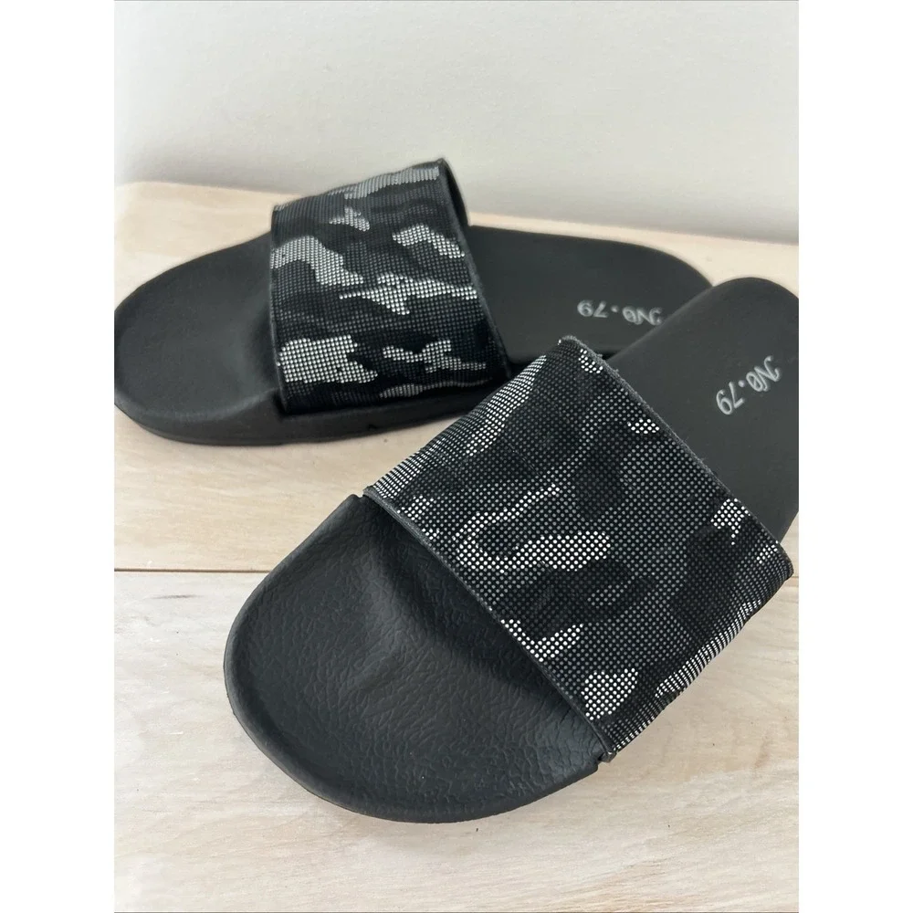 Mens Camouflage Slide Sandals Size M 10‎ Black & Gray Comfortable Slip On Foot
